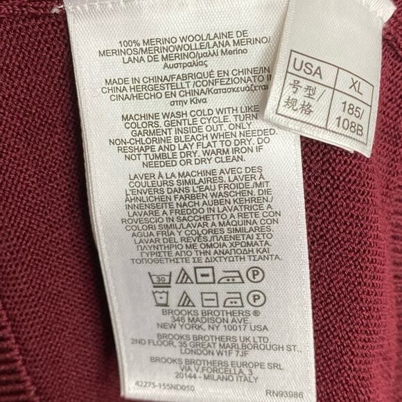 Brooks Brothers Red Burgundy Merino Wool Sweater XL - Picture 8 of 8